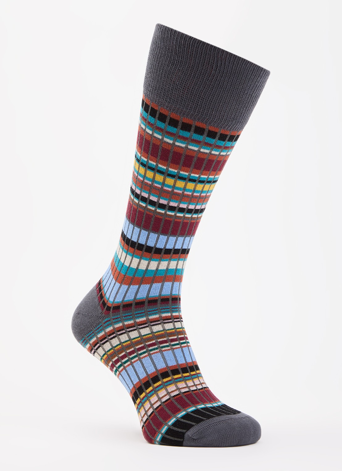 Paul Smith Signature Stripe ribgebreide sokken met streepprint - voorkant 2 donkergrijs