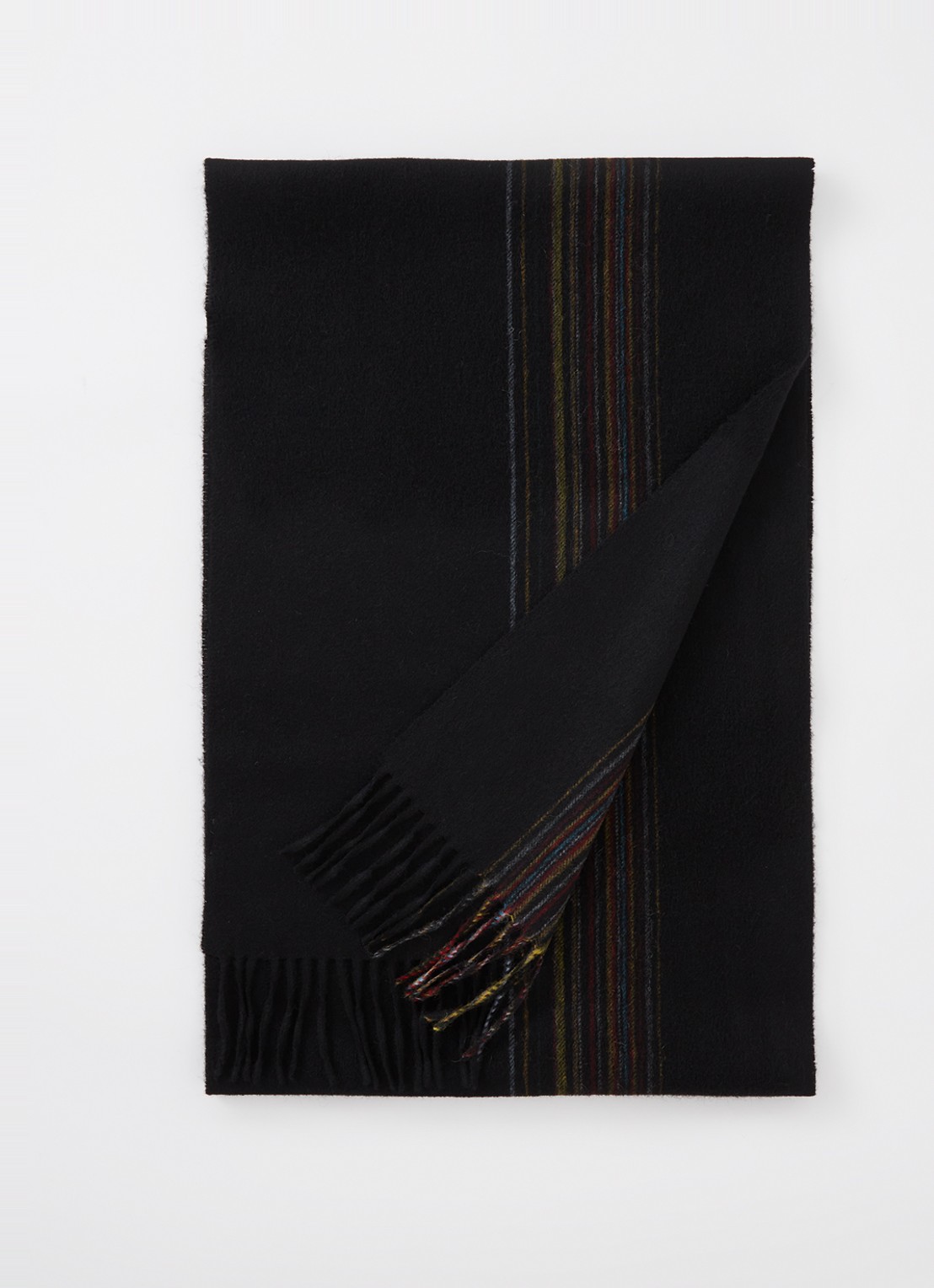 Paul Smith Sjaal in kasjmierblend met streepprint 175 x 40 cm  - voorkant zwart