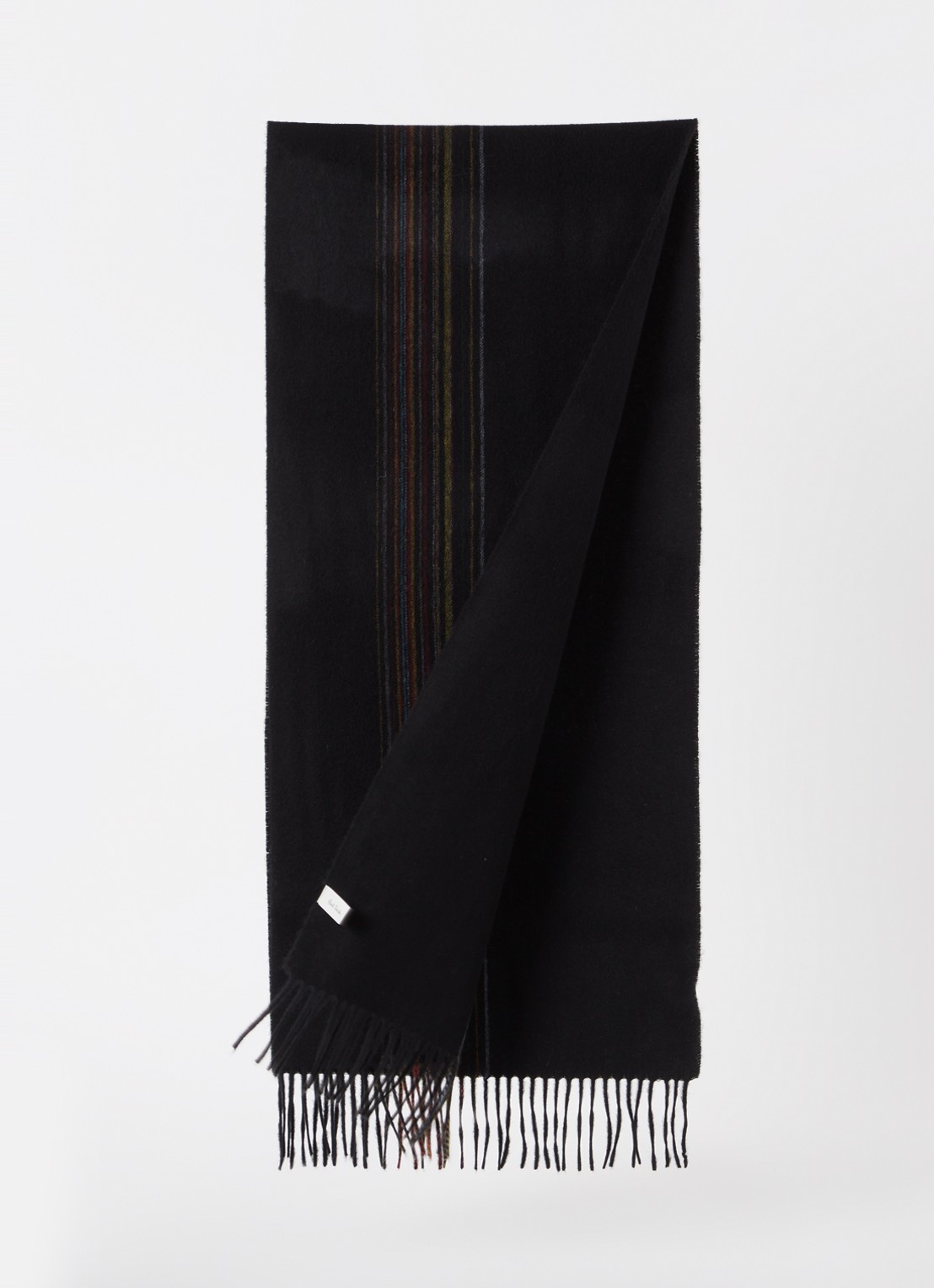 Paul Smith Sjaal in kasjmierblend met streepprint 175 x 40 cm  - voorkant 2 zwart
