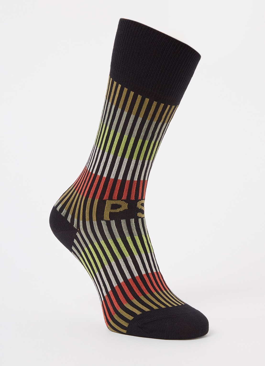 Paul Smith Sokken in katoenblend met streep dessin - voorkant 2 zwart