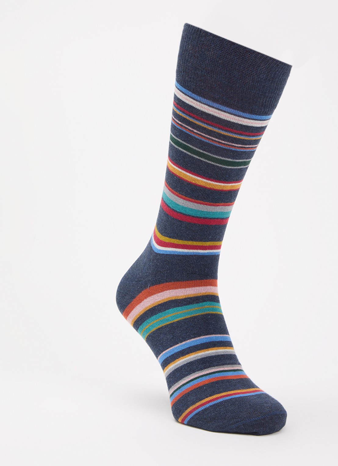 Paul Smith Sokken in katoenblend met streepprint - voorkant 2 donkerblauw