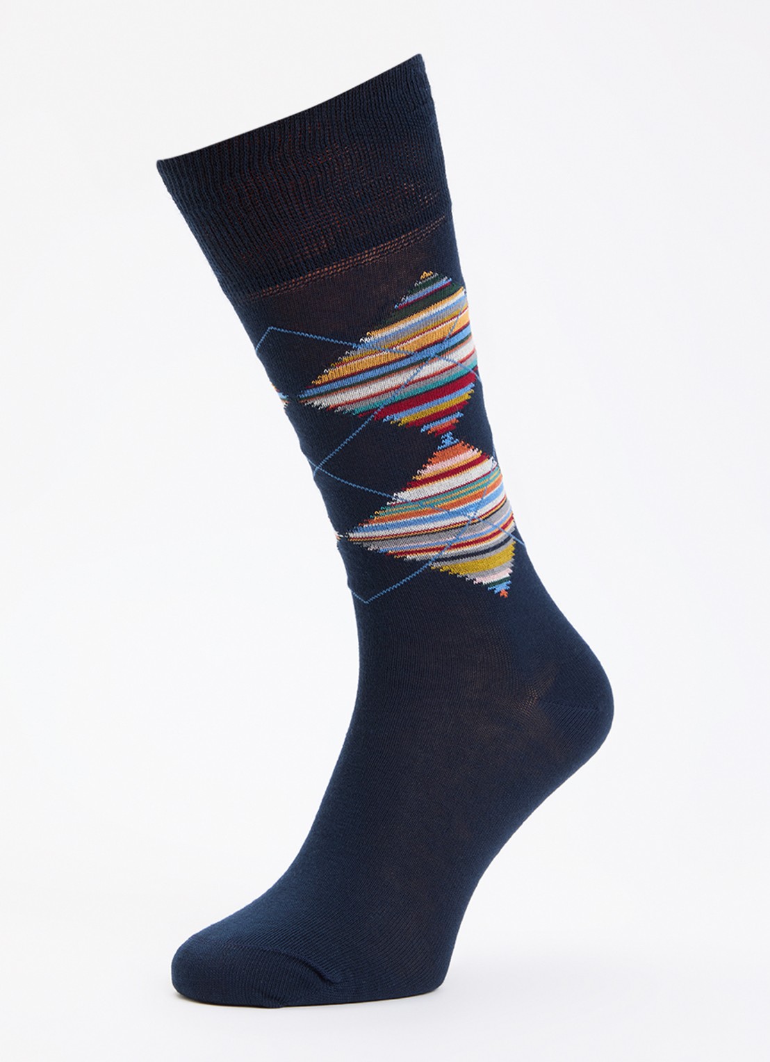 Paul Smith Sokken met ruitdessin - detail 3 donkerblauw