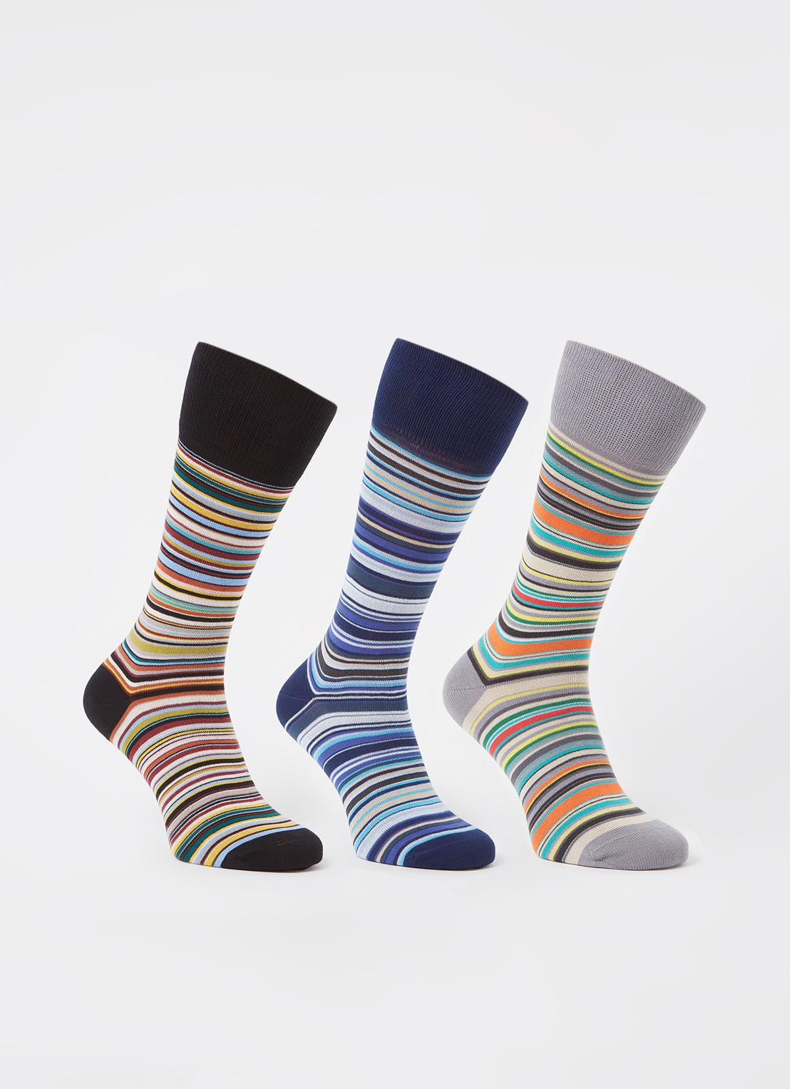 Paul Smith Sokken met streepprint in 3-pack - voorkant 3 grijs