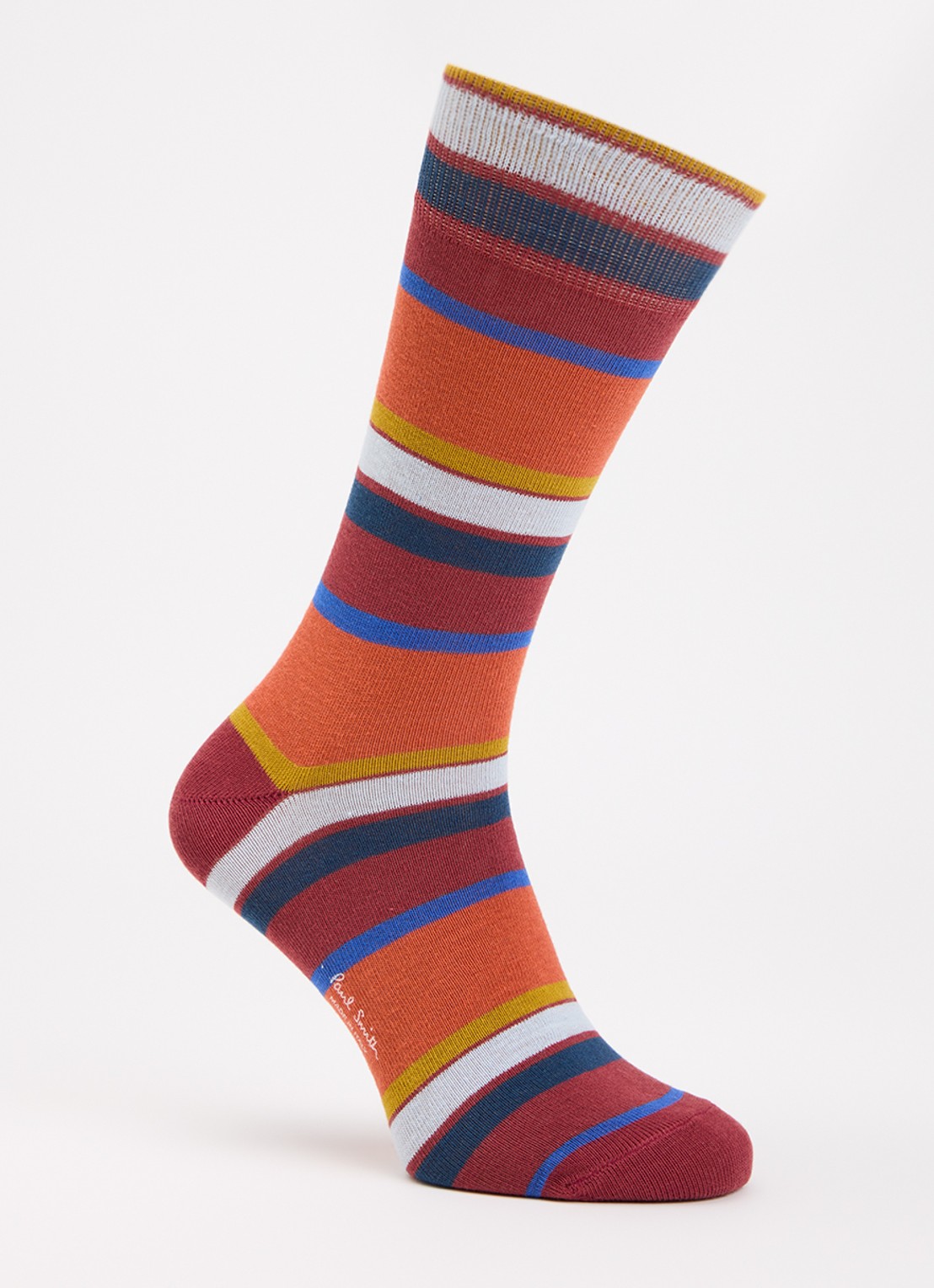 Paul Smith Sokken met streepprint  - voorkant 2 steenrood