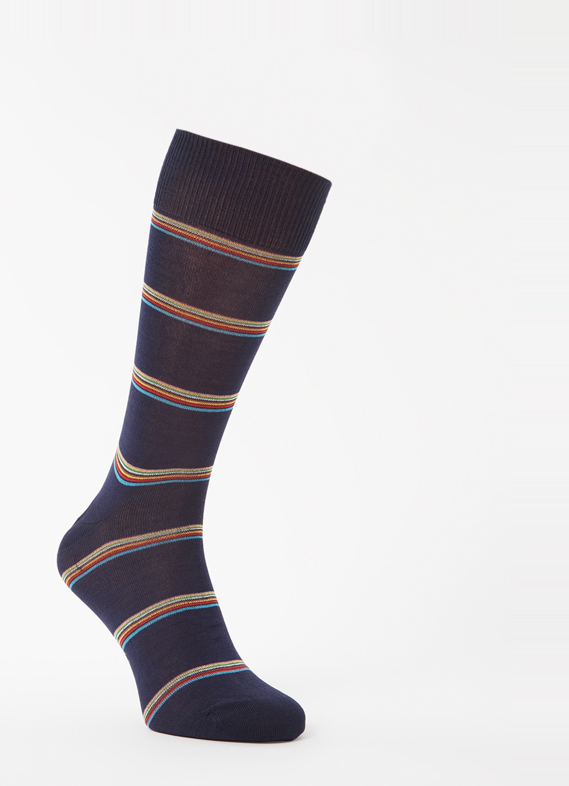 Paul Smith Sokken van  katoen met streepprint  - voorkant 2 donkerblauw