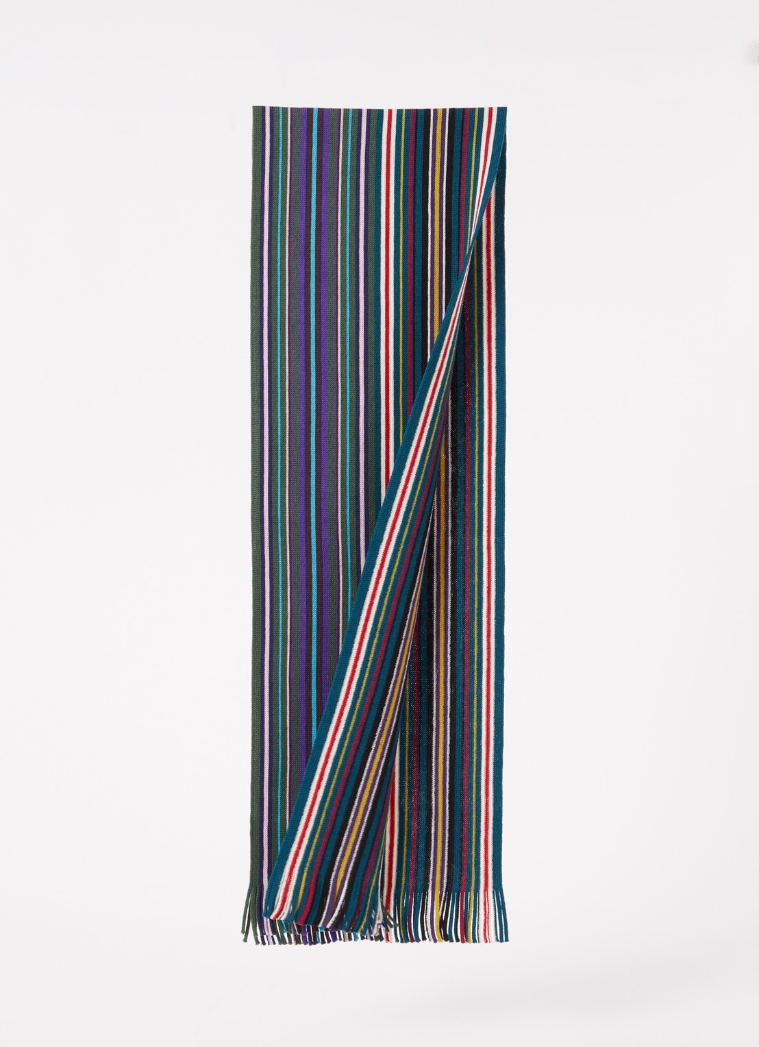 Paul Smith Spectrum Stripe sjaal van wol met streepprint 200 x 30 cm - voorkant 2 multicolor