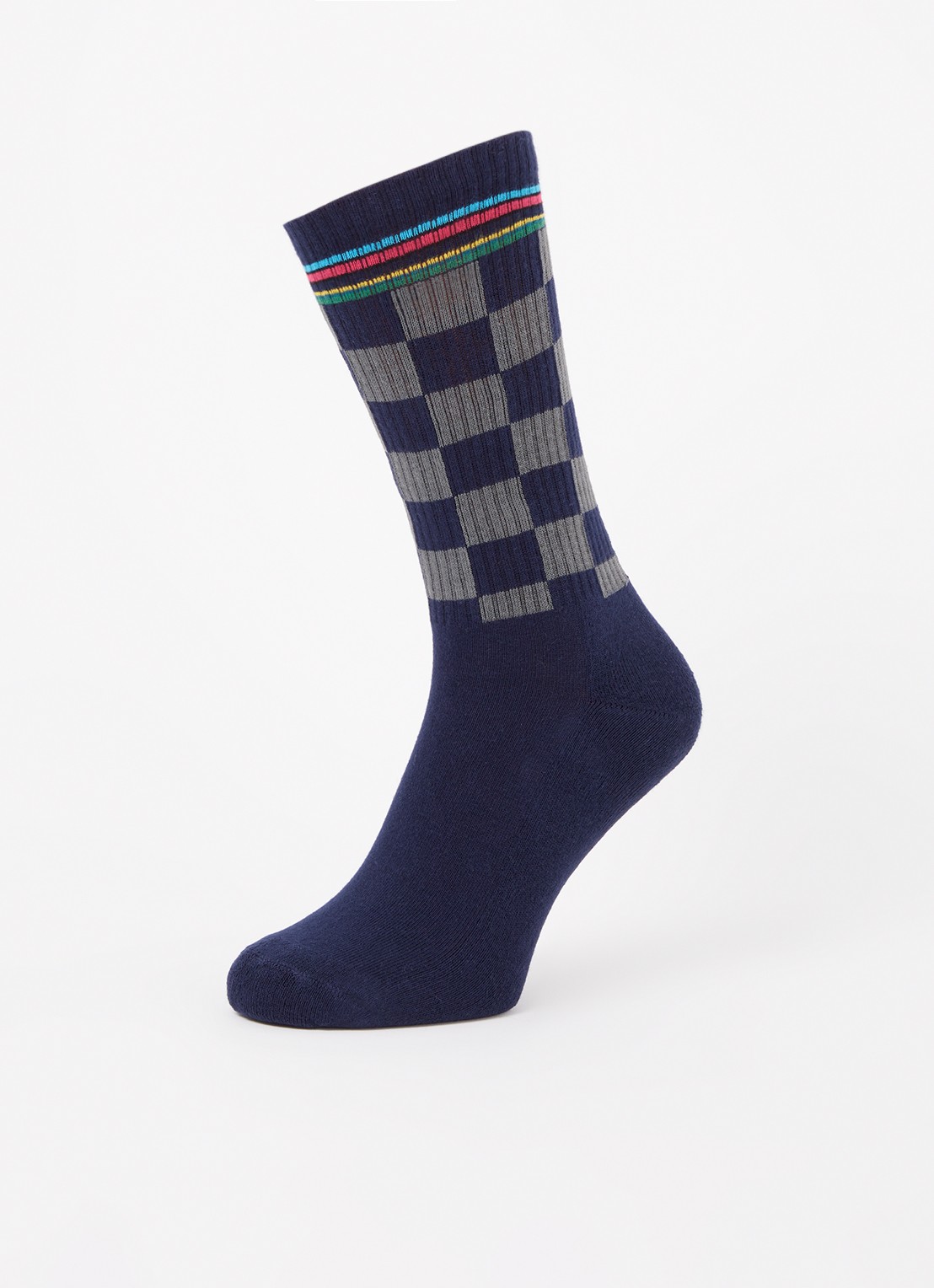 Paul Smith Sportsokken in  katoenblend met ruitdessin - detail blauw