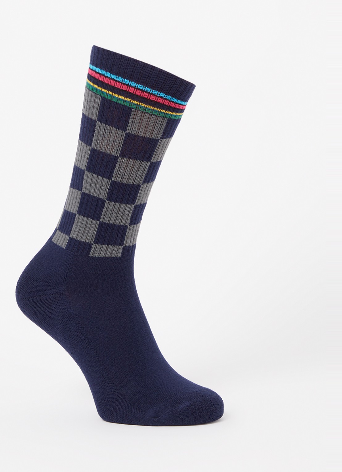 Paul Smith Sportsokken in  katoenblend met ruitdessin - voorkant 2 blauw