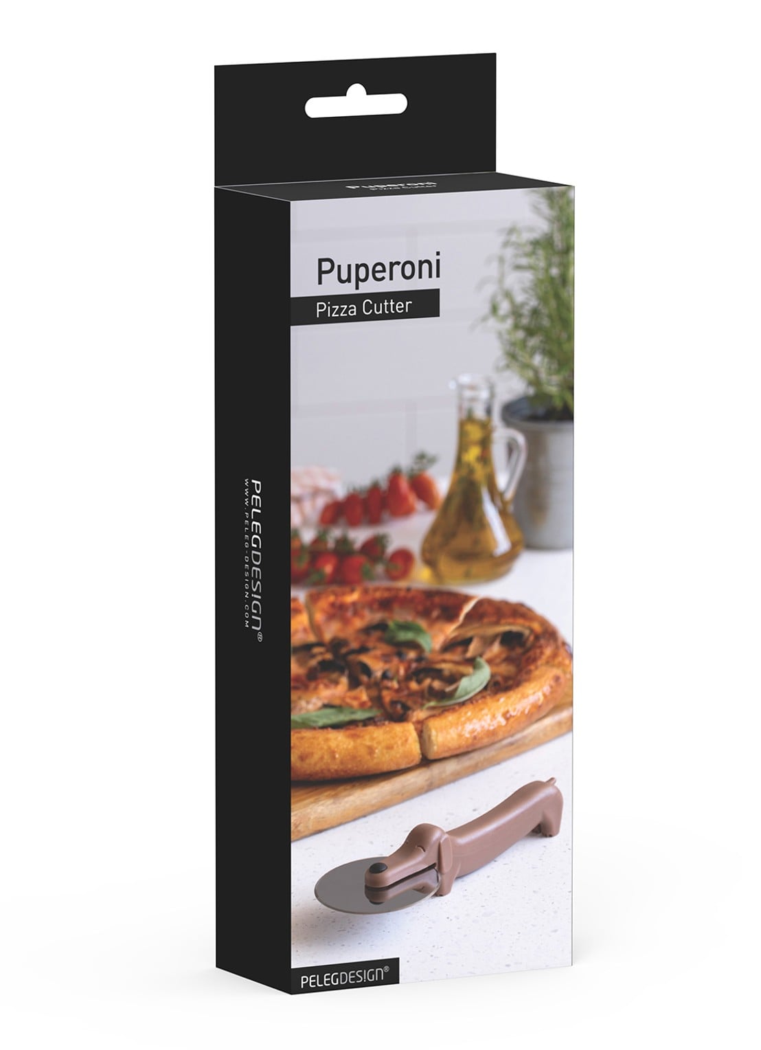 Peleg Design Puperoni pizzasnijder  - voorkant 8 bruin