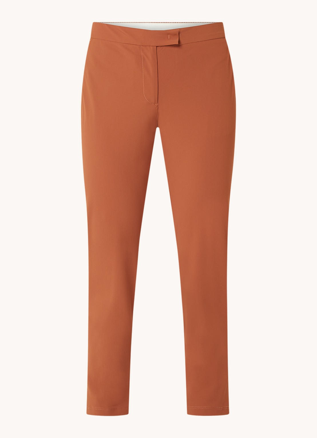 Penn & Ink High waist slim fit cropped pantalon met stretch - voorkant 2 oranjebruin