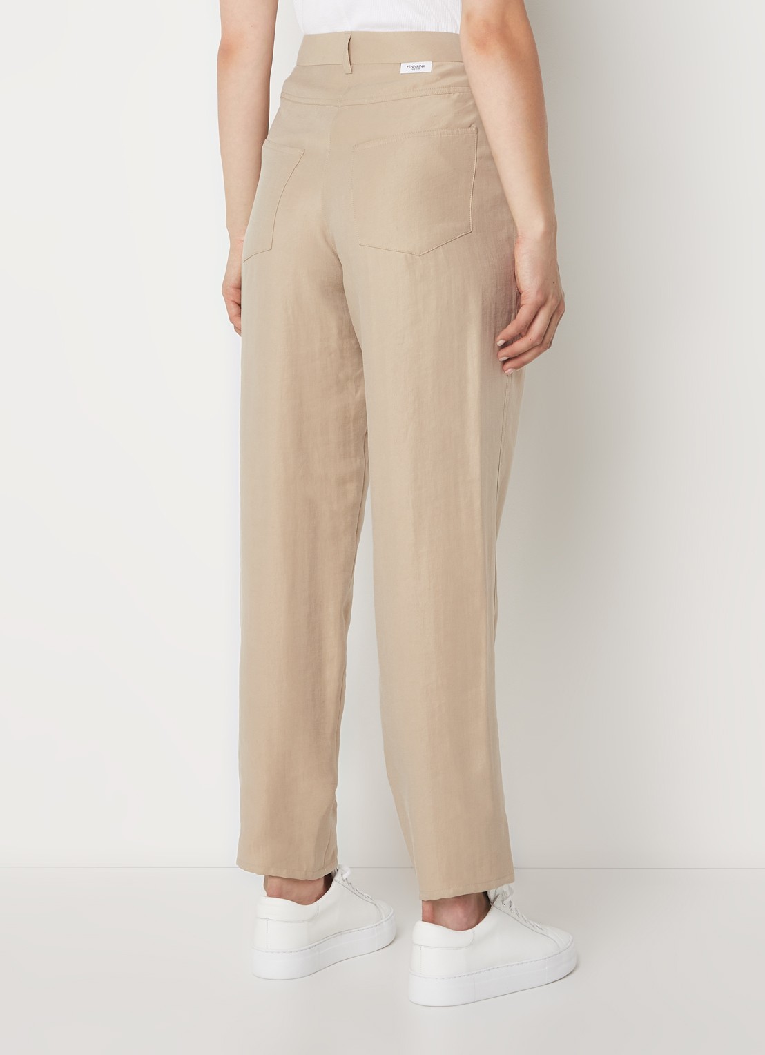 Penn & Ink High waist straight fit pantalon in lyocellblend - achterkant 4 camel