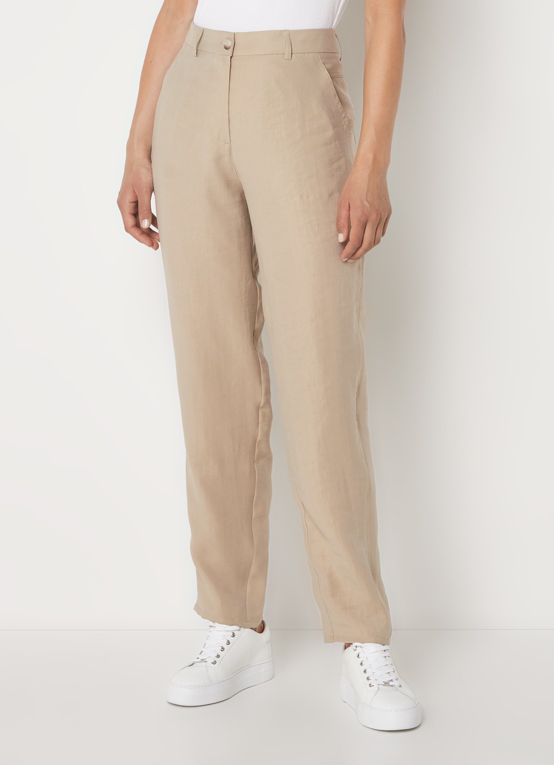Penn & Ink High waist straight fit pantalon in lyocellblend - detail 3 camel