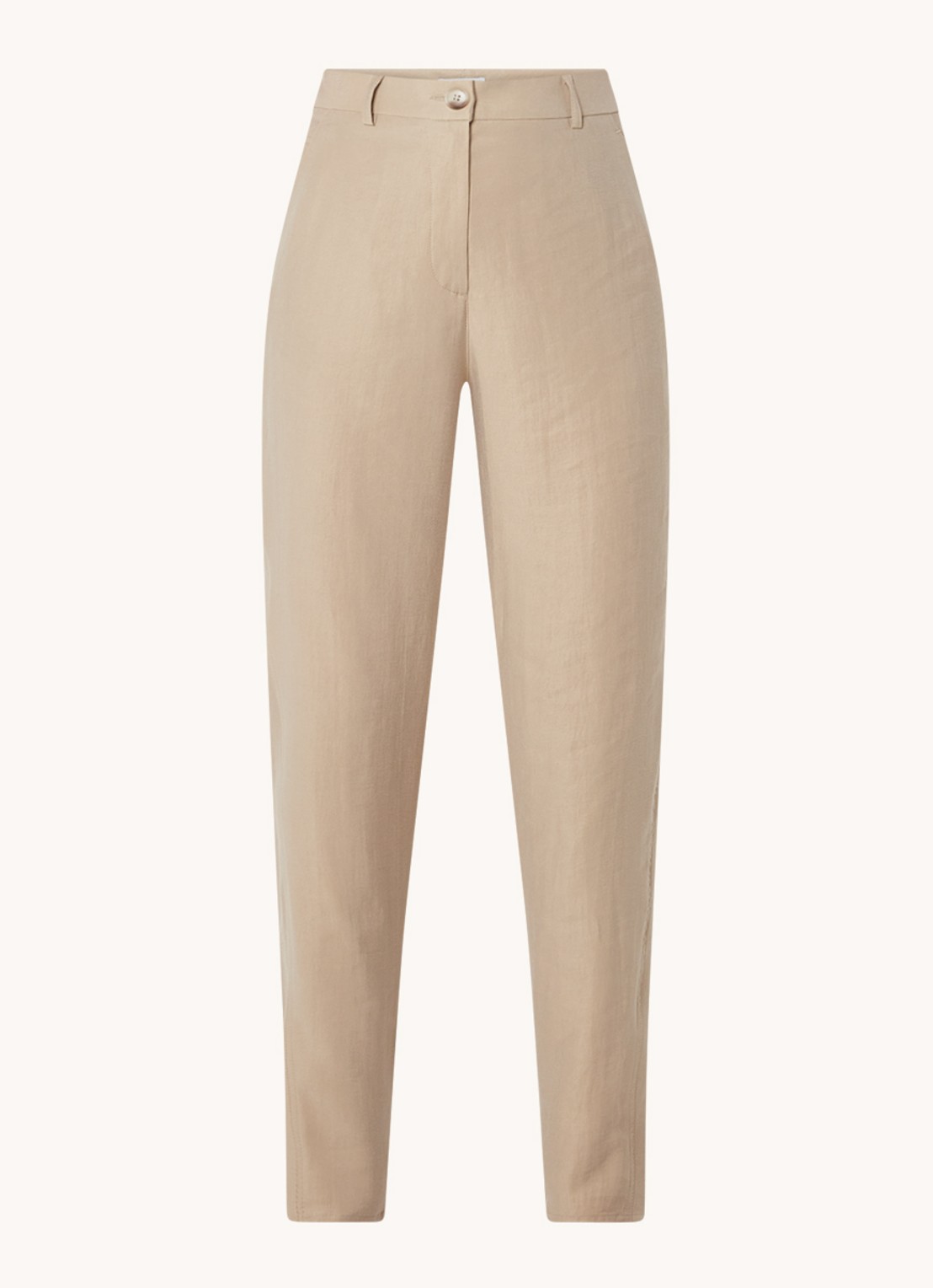 Penn & Ink High waist straight fit pantalon in lyocellblend - voorkant camel