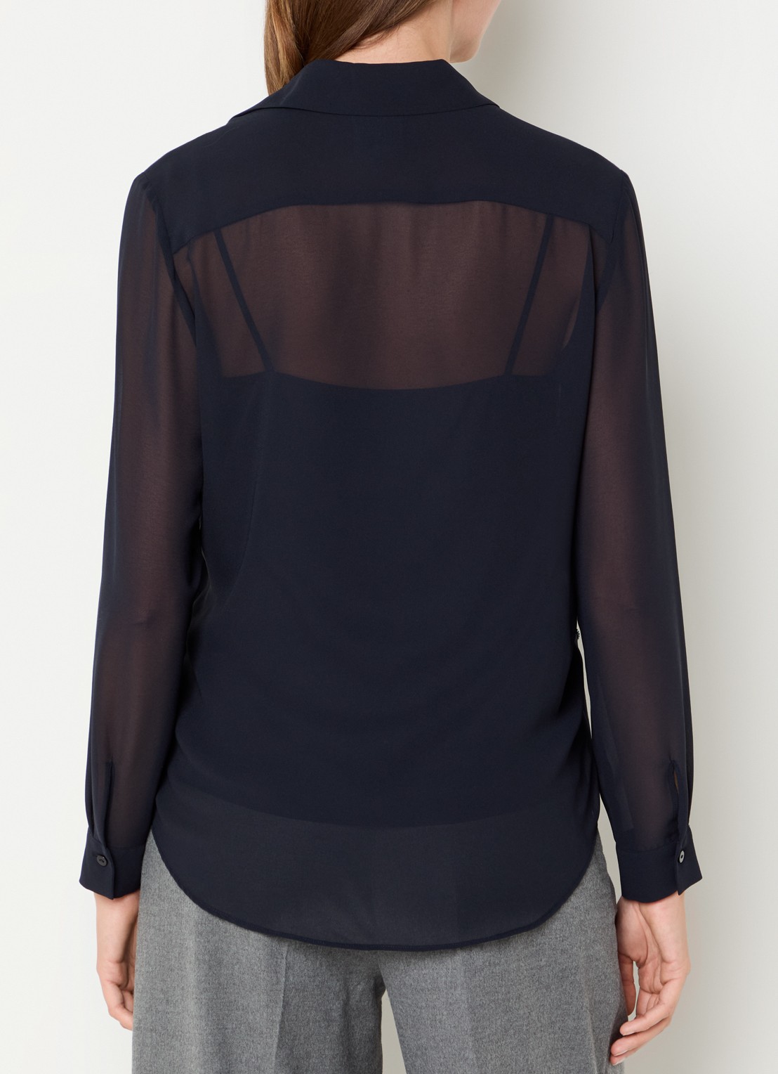 Pennyblack Agone semi-transparante blouse met strass - achterkant 3 donkerblauw