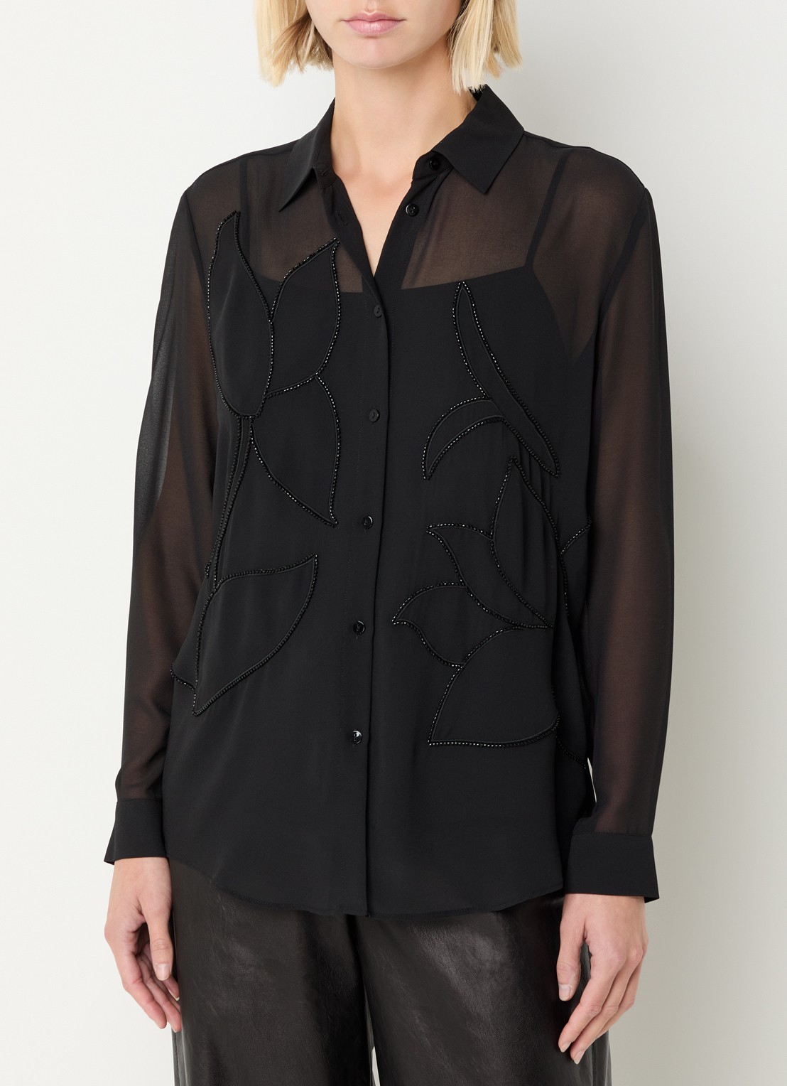 Pennyblack Agone semi-transparante blouse met strass - detail 4 zwart