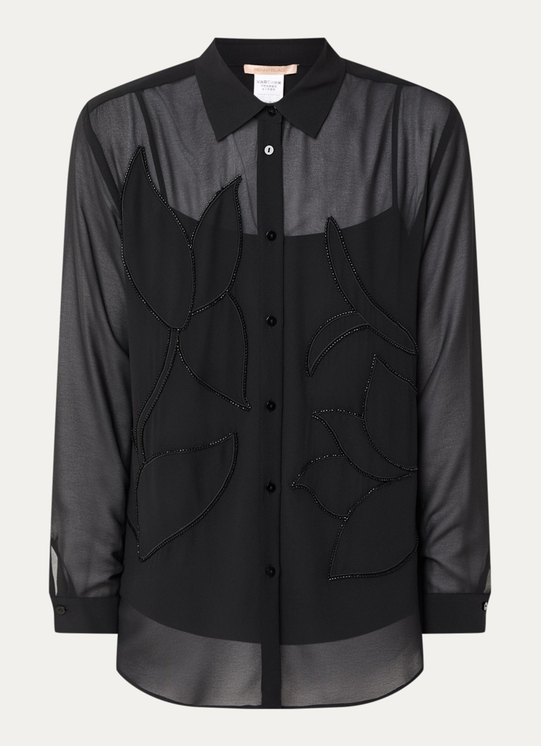 Pennyblack Agone semi-transparante blouse met strass - voorkant zwart