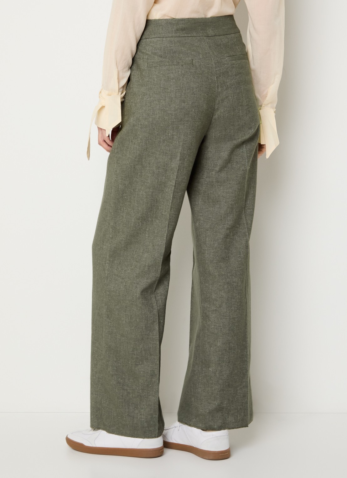 Pennyblack Amaca high waist loose fit broek in linnenblend - achterkant 2 bronsgroen