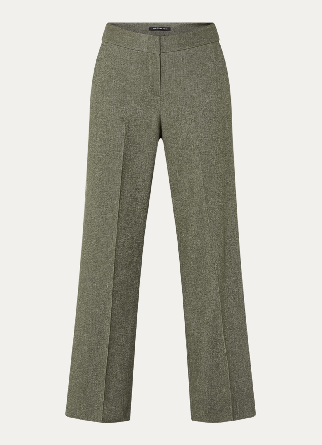 Pennyblack Amaca high waist loose fit broek in linnenblend - voorkant 3 bronsgroen