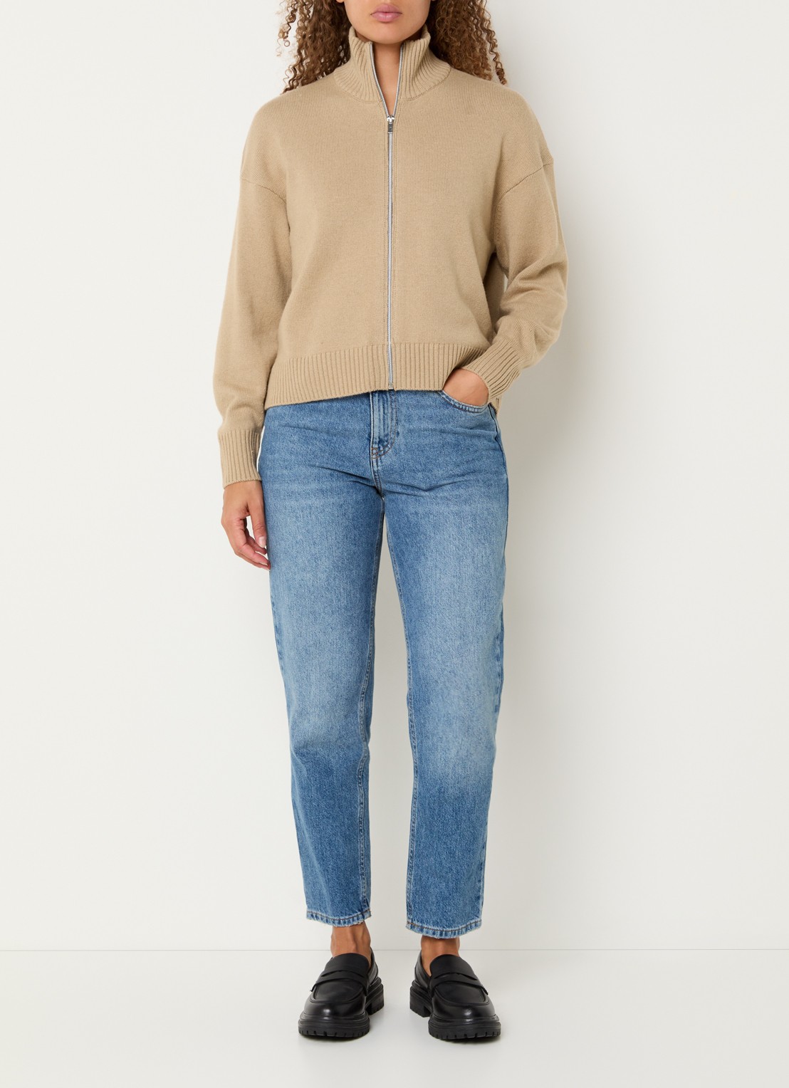 Pennyblack Antares fijngebreid vest in wolblend - voorkant 4 beige