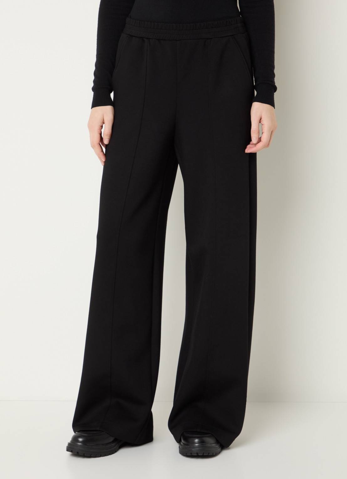 Pennyblack Attilia high waist wide fit broek met persplooi - detail 2 zwart