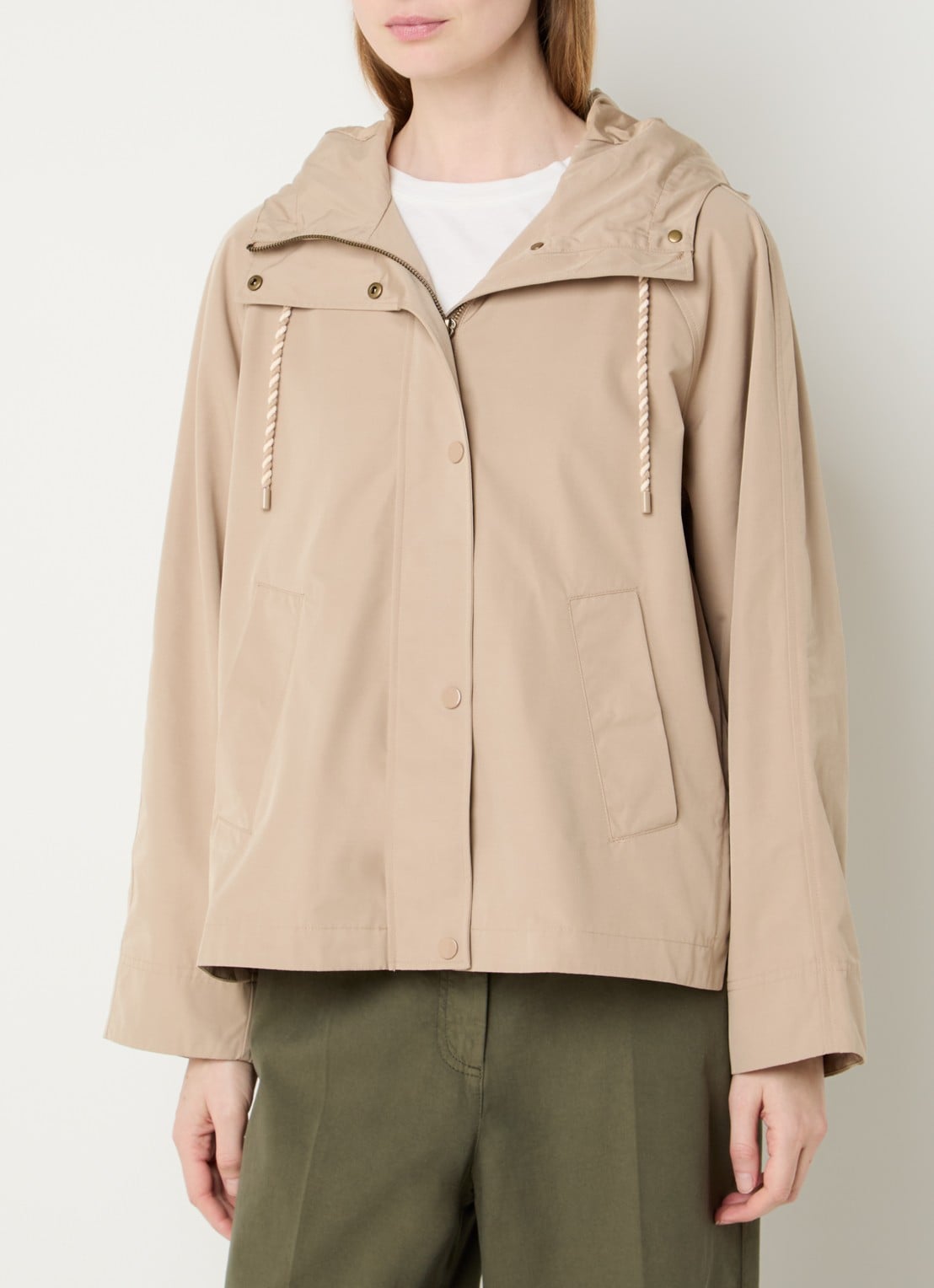 Pennyblack Balpino jack met capuchon en steekzakken - detail beige