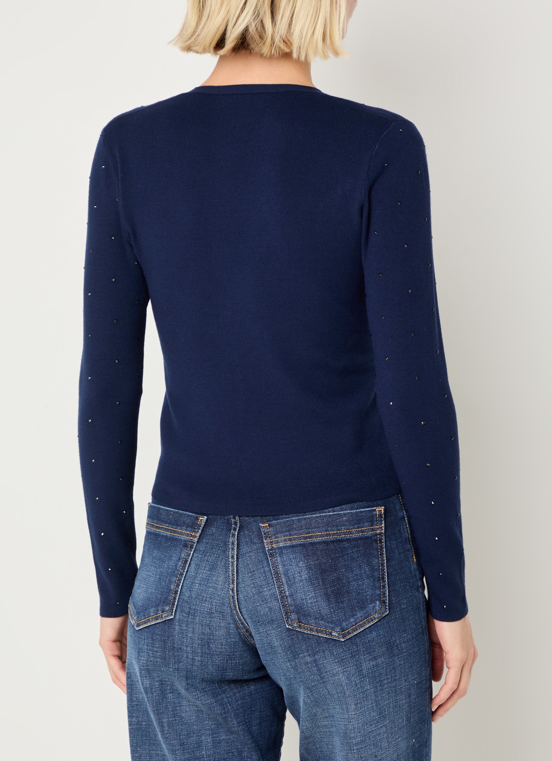 Pennyblack Blocco fijngebreid vest met strass - achterkant 3 donkerblauw
