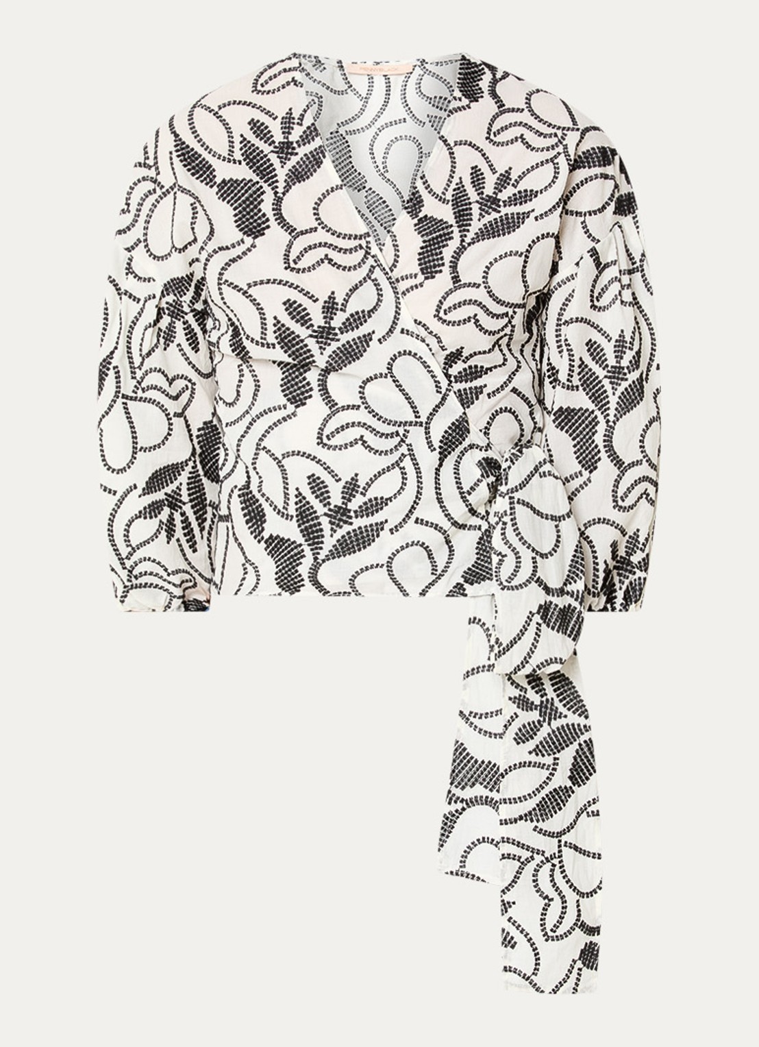 Pennyblack Blouse met strikceintuur met bloemenprint - voorkant 2 wit