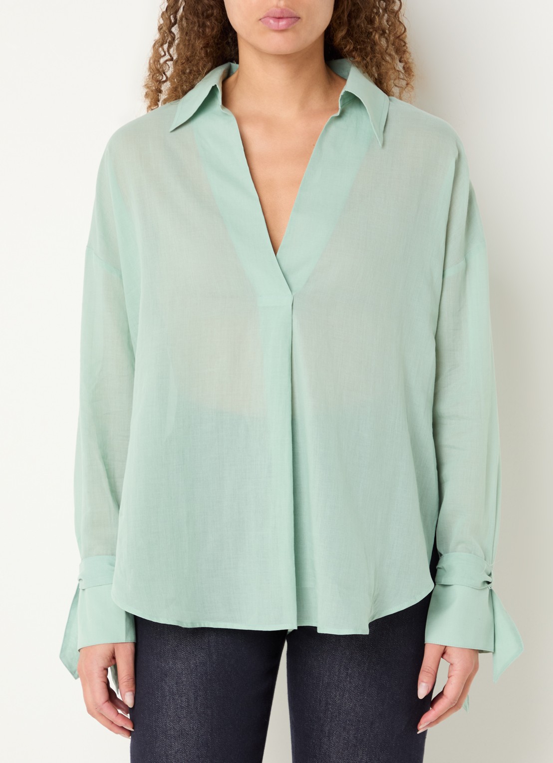 Pennyblack Blouse met V-hals - detail 4 lindegroen