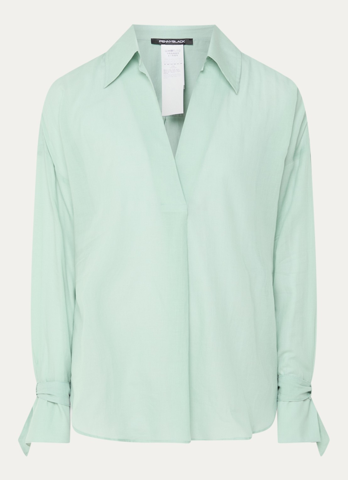 Pennyblack Blouse met V-hals - voorkant 2 lindegroen
