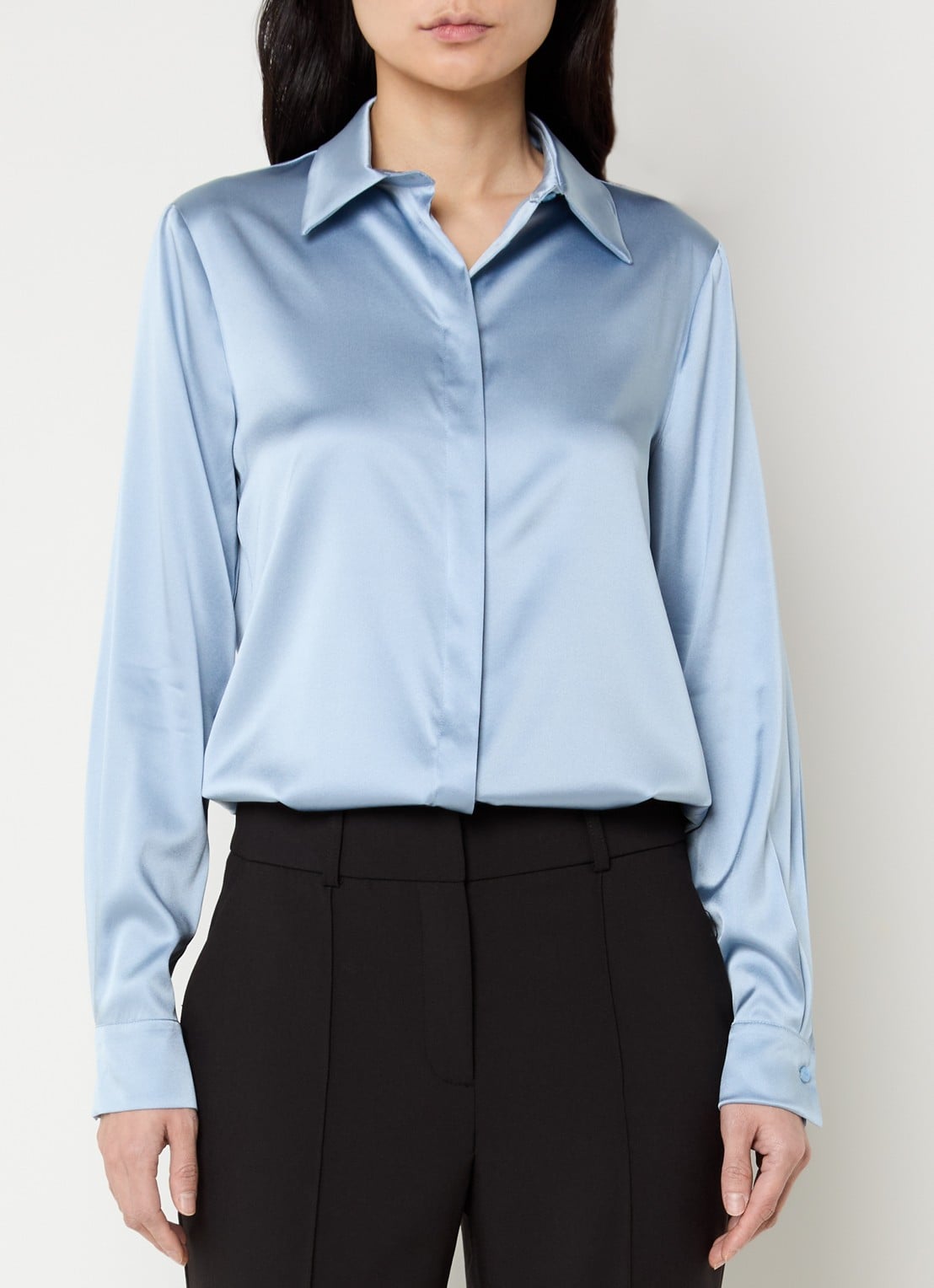 Pennyblack Blouse van satijn - detail 4 lichtblauw