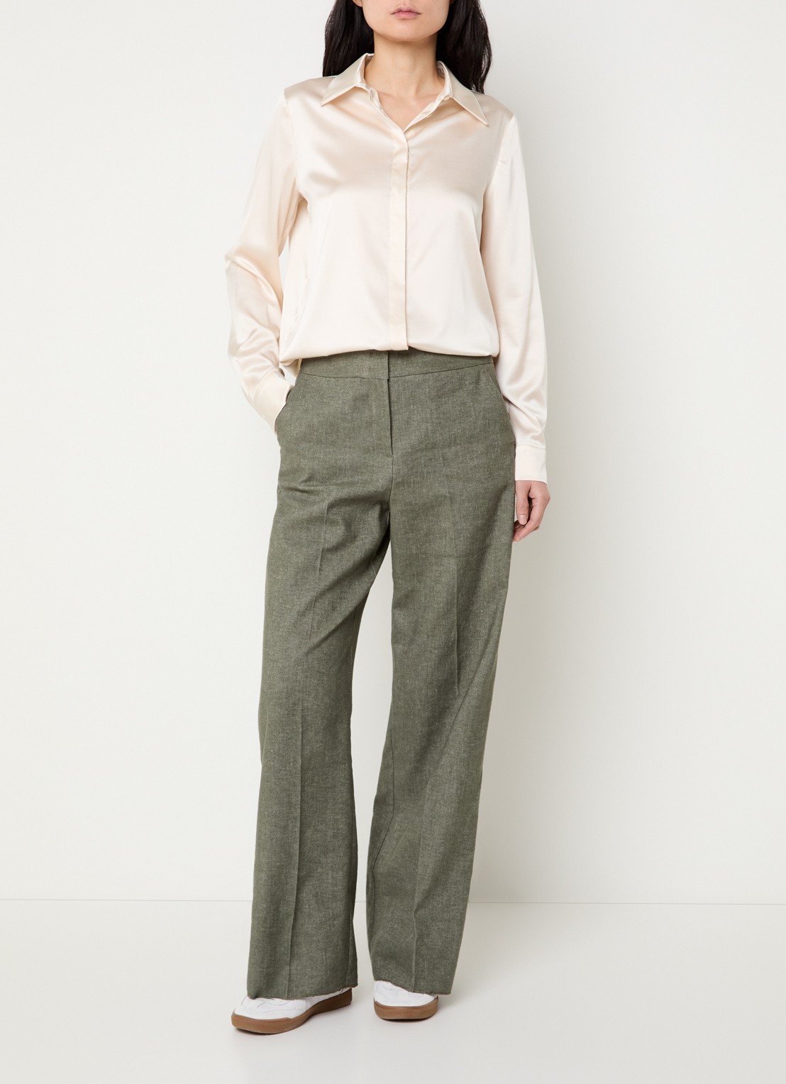 Pennyblack Blouse van satijn - voorkant 4 ivoor