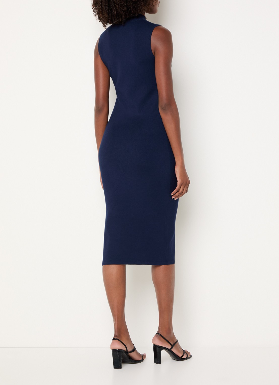 Pennyblack Boboli fijngebreide midi jurk met strass en split - achterkant donkerblauw
