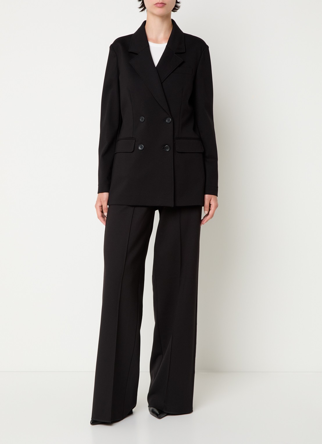 Pennyblack Bondone high waist wide fit pantalon met steekzakken - voorkant 3 zwart