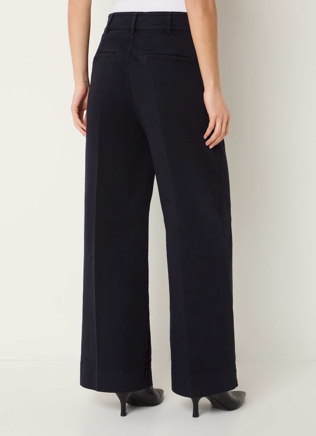Pennyblack Bordine high waist wide fit chino met steekzakken - achterkant donkerblauw