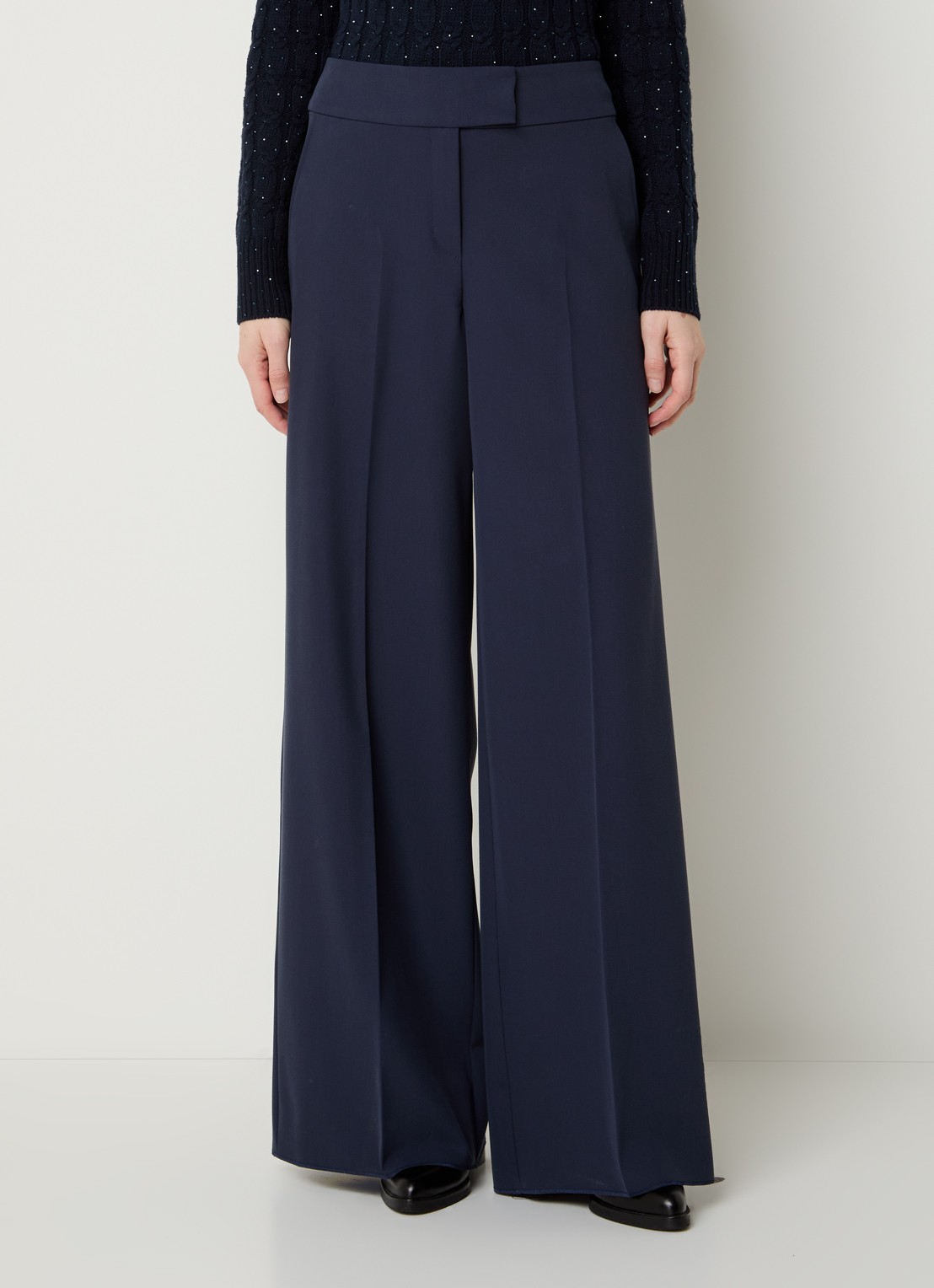 Pennyblack Cane mid waist wide fit pantalon met steekzakken - detail 4 donkerblauw