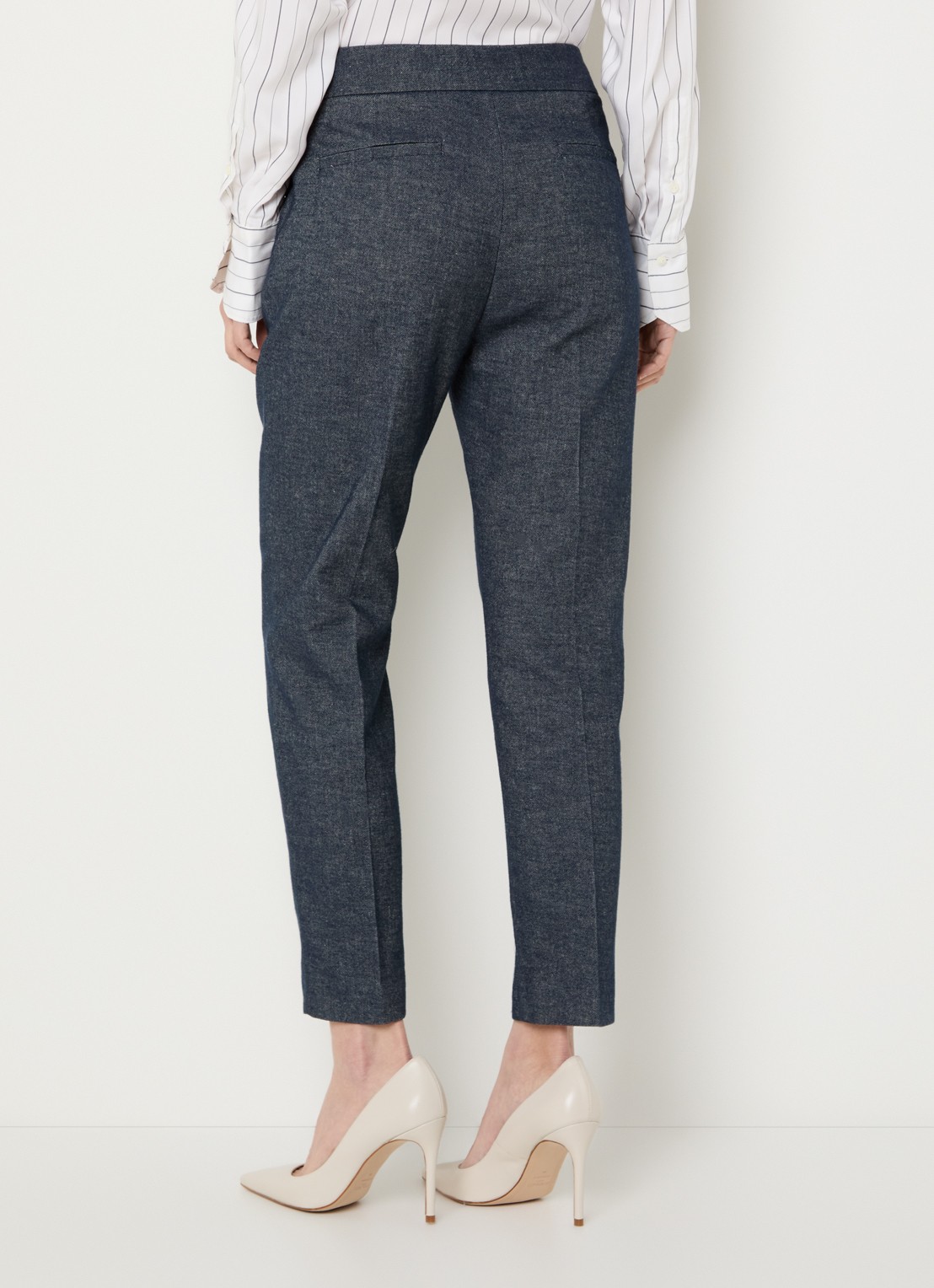 Pennyblack Carezza high waist slim fit broek in linnenblend - achterkant 4 indigo