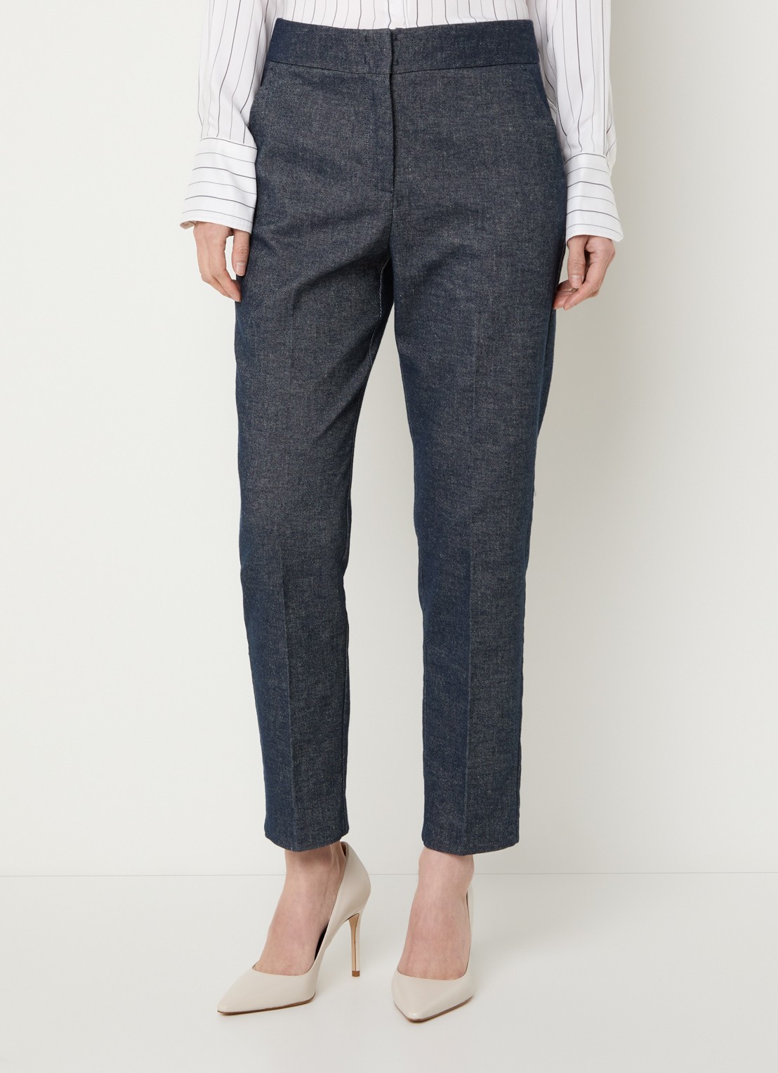 Pennyblack Carezza high waist slim fit broek in linnenblend - detail 3 indigo
