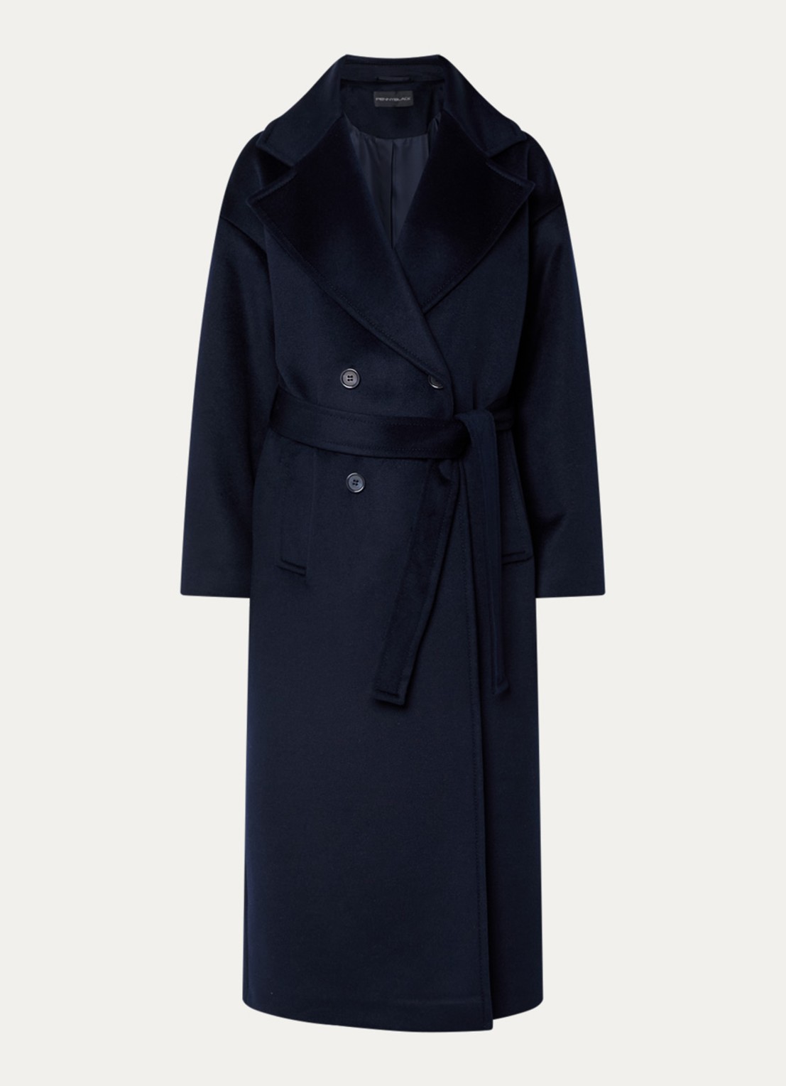 Pennyblack Cimelio mantel van wol met strikceintuur  - voorkant donkerblauw