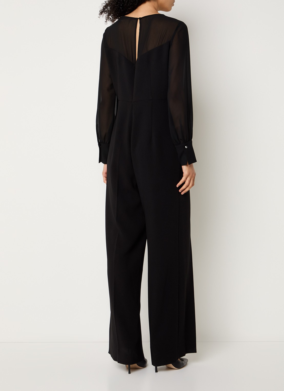 Pennyblack Como wide fit jumpsuit met details van mesh - achterkant 3 zwart