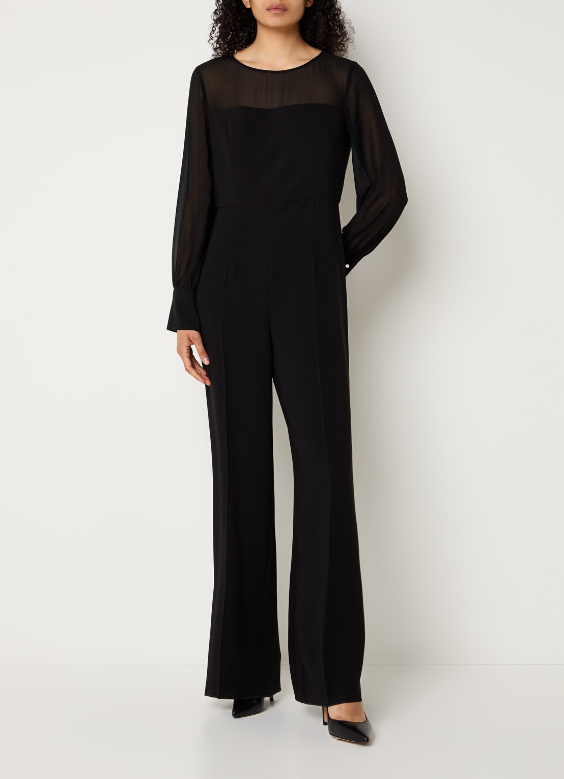 Pennyblack Como wide fit jumpsuit met details van mesh - detail 4 zwart