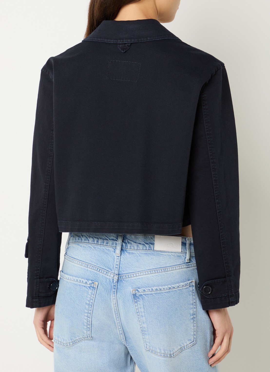 Pennyblack Cropped spijkerjas met klepzakken - achterkant 4 donkerblauw