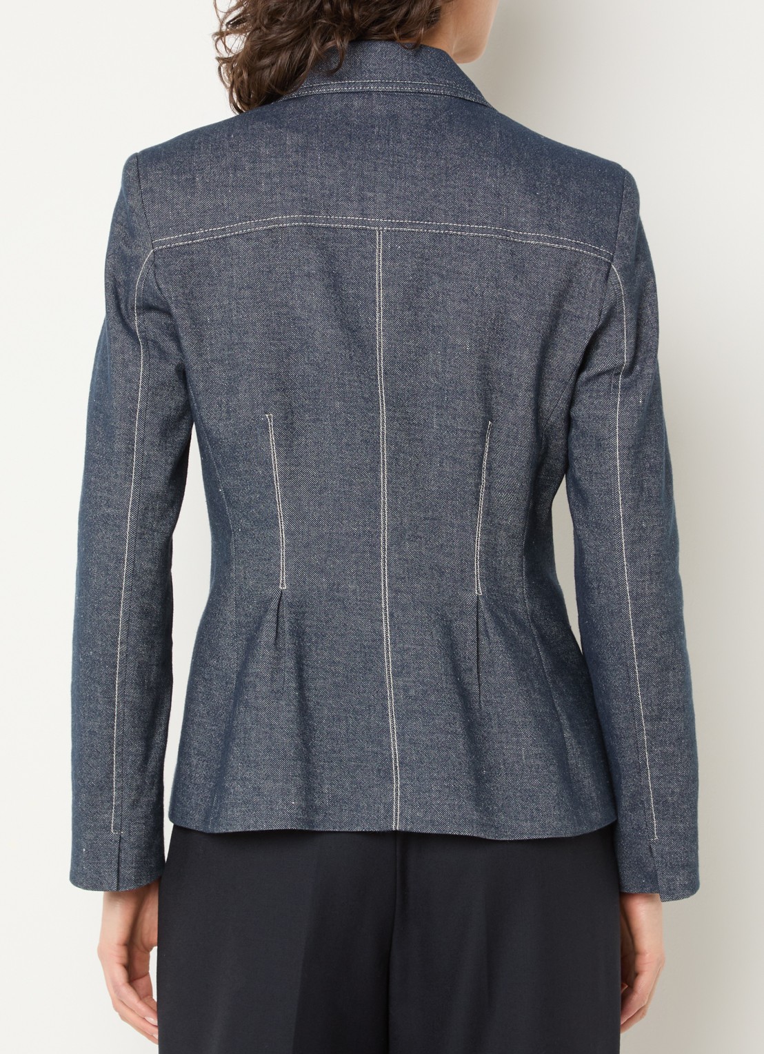Pennyblack Double-breasted blazer van denim met schoudervulling - achterkant 4 indigo