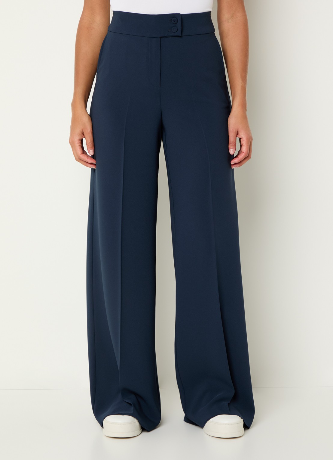 Pennyblack Emblema high waist wide fit pantalon met steekzakken - detail 4 donkerblauw