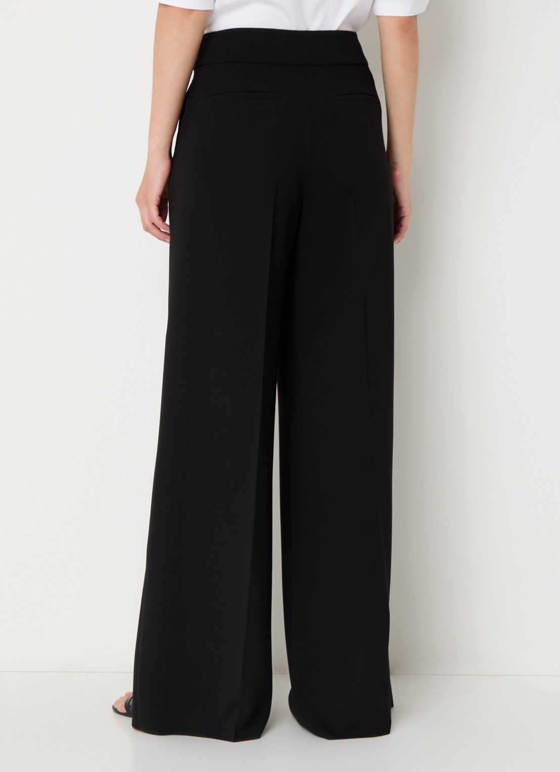 Pennyblack Emblema high waist wide fit pantalon met steekzakken - achterkant 3 zwart
