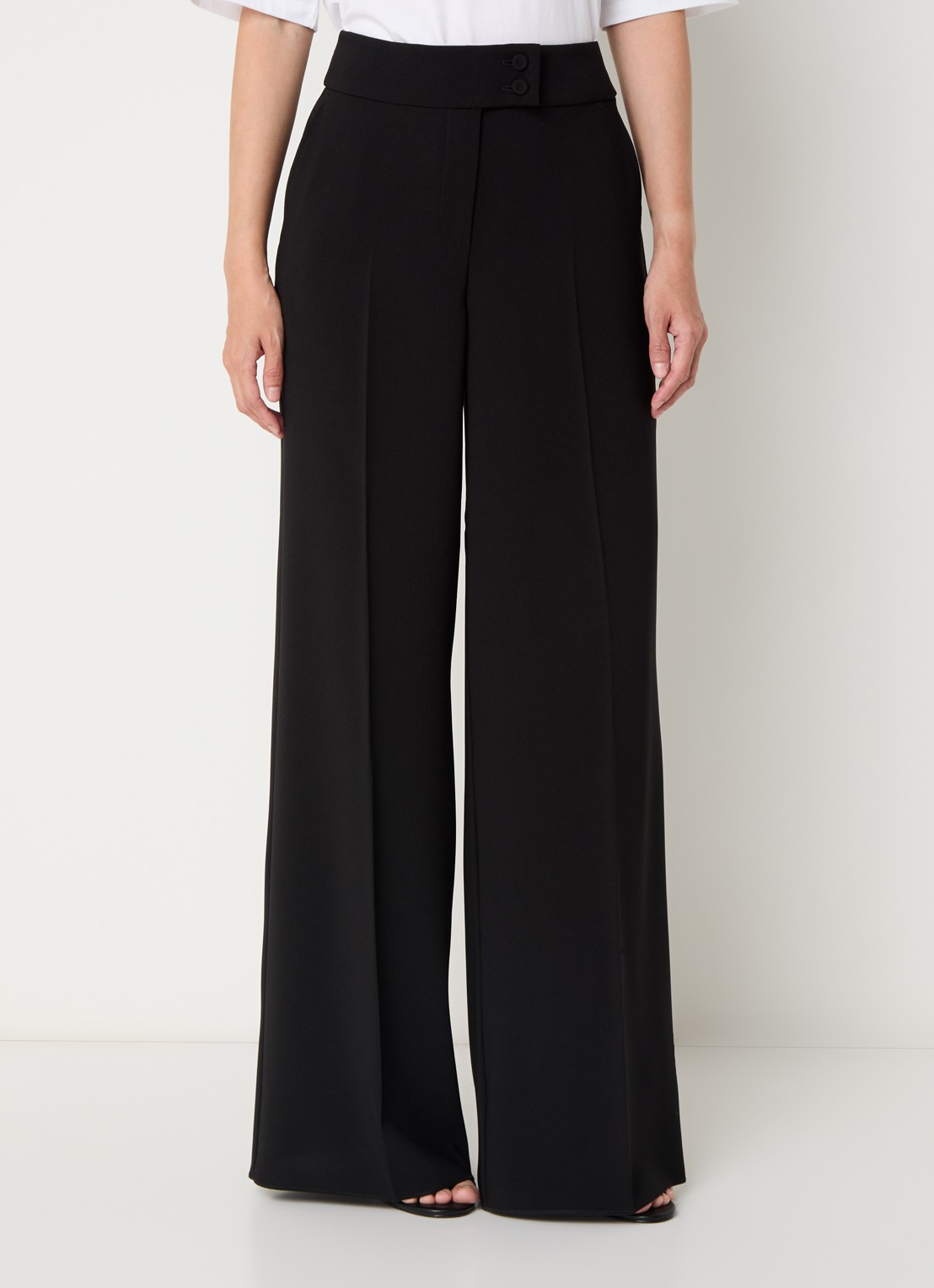 Pennyblack Emblema high waist wide fit pantalon met steekzakken - detail 4 zwart