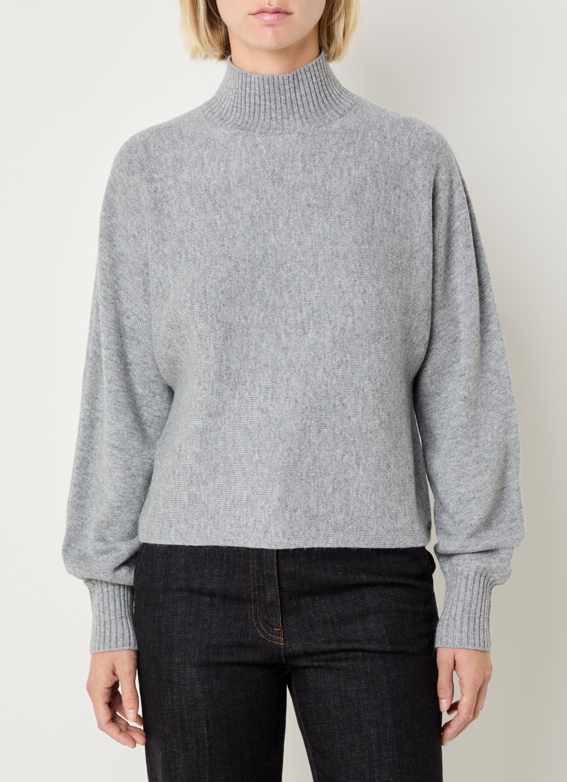 Pennyblack Freccia fijngebreide trui in wolblend met col - detail grijs
