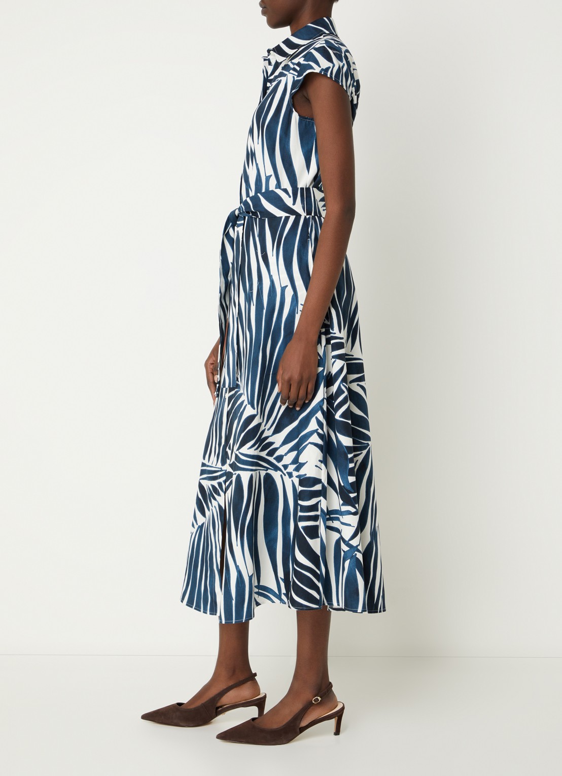 Pennyblack Gioire midi blousejurk met print - voorkant 3 indigo