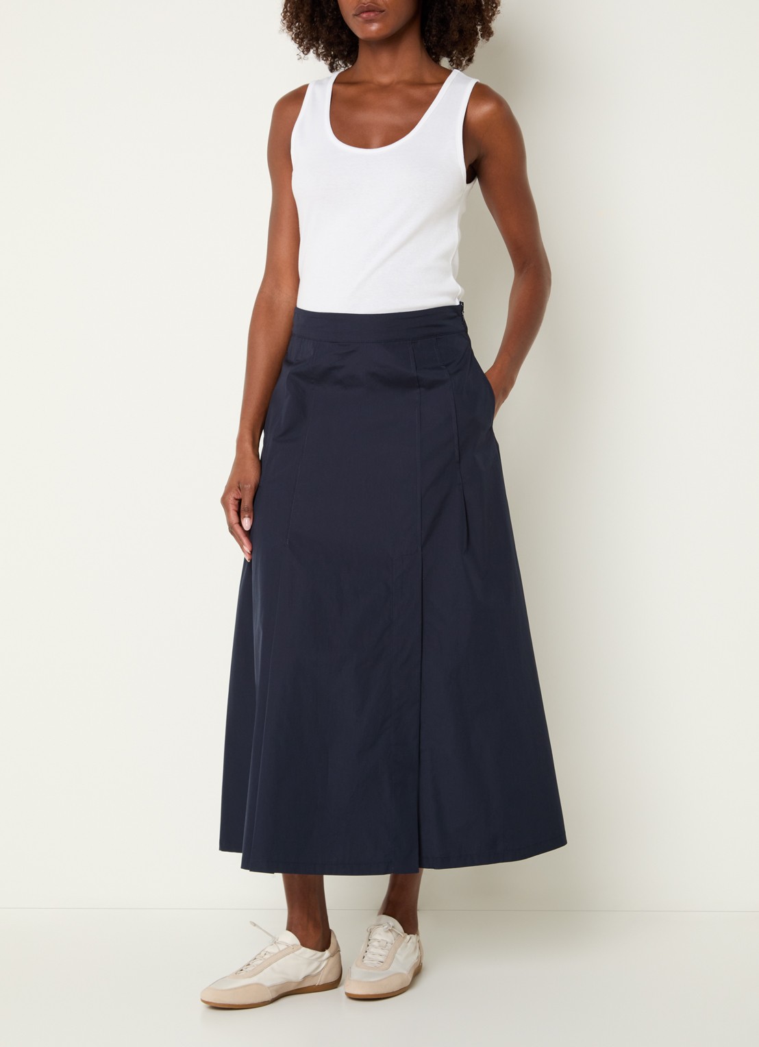 Pennyblack Gonna midi rok met steekzakken - voorkant 3 donkerblauw