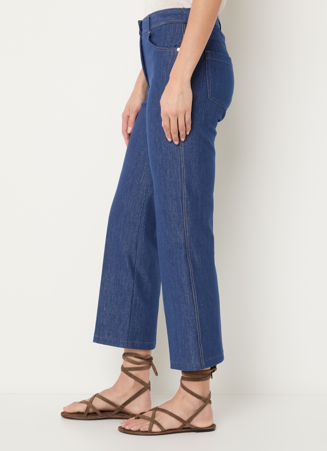 Pennyblack High waist straight fit cropped broek van chambray - detail 5 indigo