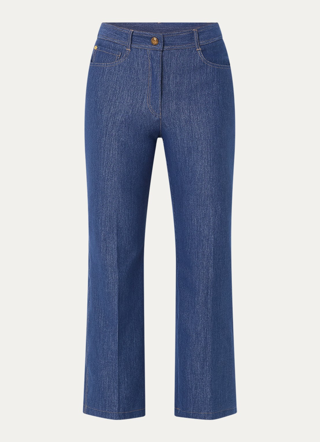 Pennyblack High waist straight fit cropped broek van chambray - voorkant 2 indigo